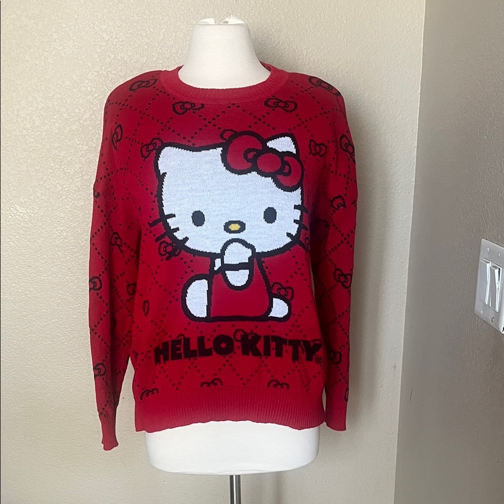 Hello Kitty Red and Black Crew Neck Sweater